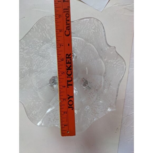 Vintage crimped ruffle bowl clear frosted elegant glass 9: - Picture 10 of 10